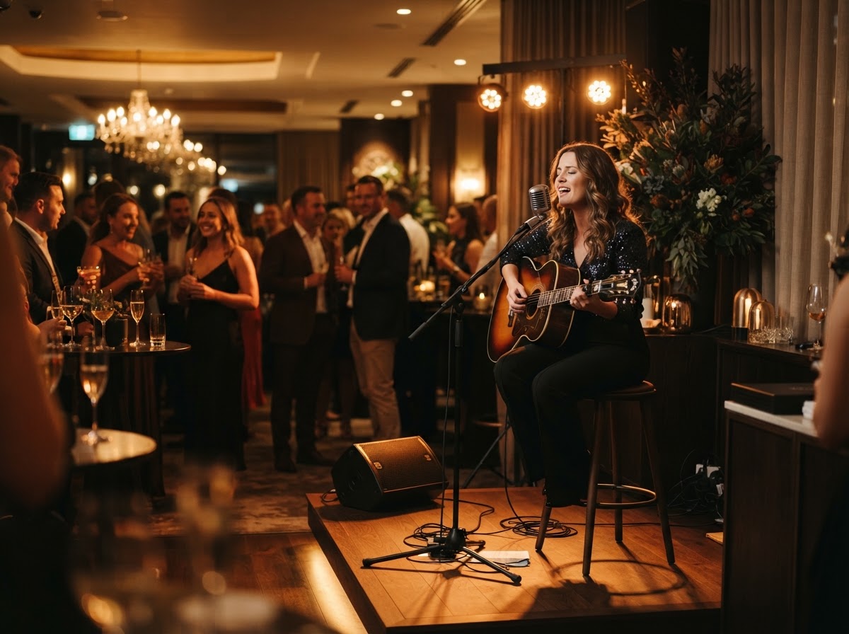 Live entertainment at a cocktail reception, Gold Coast